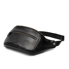 Brown LEATHER MENS FANNY PACK FOR MEN - Side View