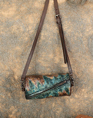Vintage MIX Leather Womens Barrel Shoulder Bag - Front View