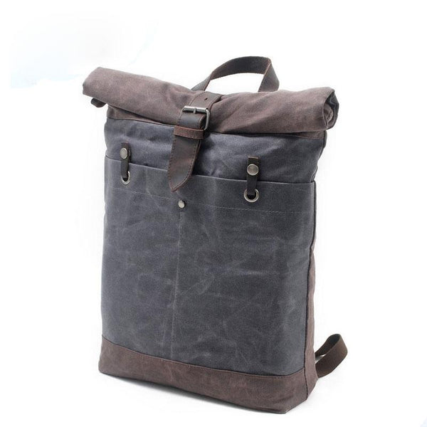 Cool Waxed Canvas Leather Mens Hiking Backpacks Canvas LaptopBackpack Canvas Sch QGX01751098