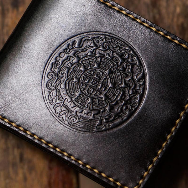 Handmade Leather Tibetan Mens Small Wallet Cool Leather Wallet billfold Wallet f CJ01681074