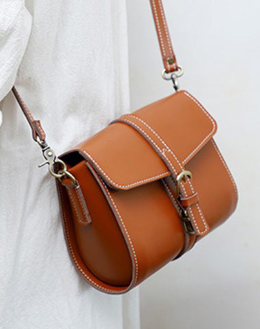Cute LEATHER Small Side Bag Brown WOMEN SHOULDER BAG Small Crossbody Purse FOR WOMEN