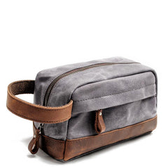 Cool Canvas Leather Mens Clutch Bag Handbag Storage Bag Wash Bag For Men