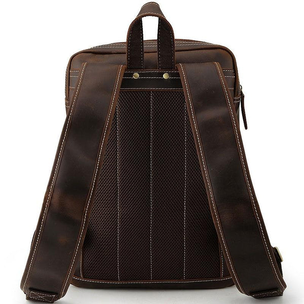 Cool Leather Dark Brown Mens Laptop Backpacks Vintage School Backpack Backpack B FY04292103