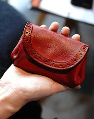 Vintage Women Red Leather Billfold Wallet Lace Coin Wallet Change Wallet For Women