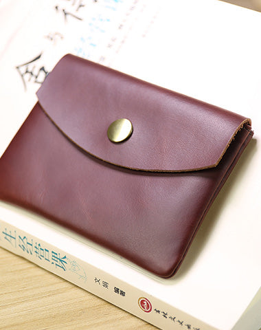 Cute Women Red Brown Leather Mini Card Wallet Coin Wallets Slim Change Wallets For Women