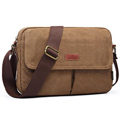 Cool Canvas Leather Mens Small Black Tablet Bag Shoulder Bag Gray Side Bag Messenger Bag for Men