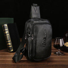 Cool Leather Mens Sling Bag Sling Shoulder Bag Sling Backpacks Chest Bag for men