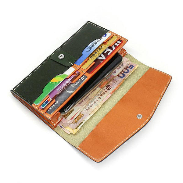 Cool Handmade Mens Leather Long Wallet Envelope Long Bifold Wallet for Men SEP02781016