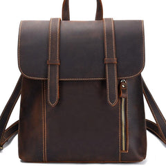 Cool Brown Leather Mens Backpack School Backpack Satchel Backpack for Men