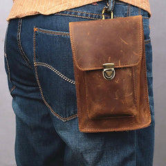Brown Leather Small Belt Pouch Belt Bag Small Shoulder Bag Waist Bag For Men