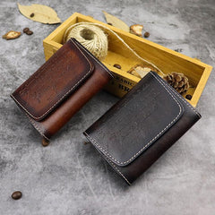 Vintage Brown Leather Men's Small Wallet Black billfold Card Wallet For Men
