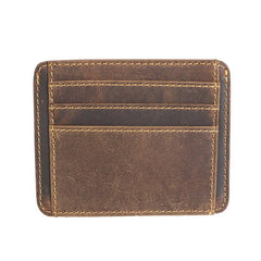 Vintage Brown Slim Leather Mens Card Wallet Small Card Holder Front Pocket Wallet For Men
