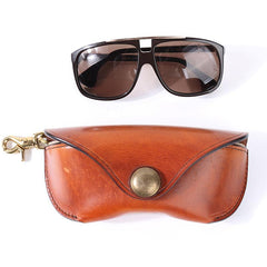 Handmade Mens Cool Brown Leather Glasses Case Glasses Box Glasses Holder Sunglasses Case for Men