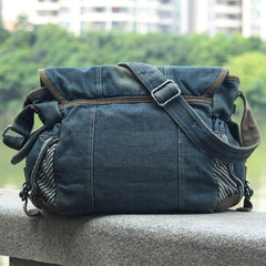 Blue Denim Mens Fashion Messenger Bags Large Jean Blue Shoulder Bag Postman Bags Courier Bag For Men