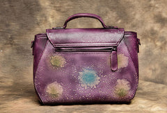 Genuine Handmade Bag Floral Vintage Leather Handbag Shoulder Bag Crossbody Bag Women Leather Purse - EverHandmade