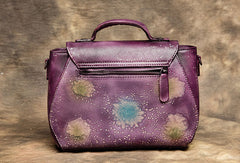 Genuine Handmade Bag Floral Vintage Leather Handbag Shoulder Bag Crossbody Bag Women Leather Purse