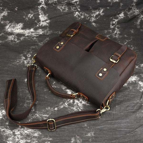 Cool Leather Mens Vintage Briefcases Work Bag Business Bag Handbag Laptop Bag Fo FY03992142