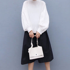 White Leather Women Handbag Shoulder Bag Work Bag For Women