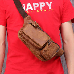Badass Leather Fanny Pack Men's Brown Hip Bag Bum Bag Waist Bag For Men