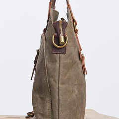 Mens Gray Canvas Briefcase Handbag Work Bag Business Bag for Men
