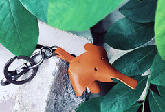 Handmade Elephant Hippo Key Wallet Keychain Leather Wallet Cute Leather Accessories Gift For Men Women - EverHandmade