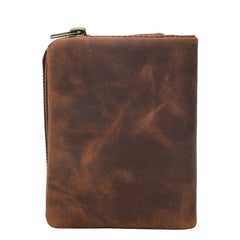 Vintage Leather Mens Bifold Small Wallet billfold Wallet Within Detachable Coin Holder for Men