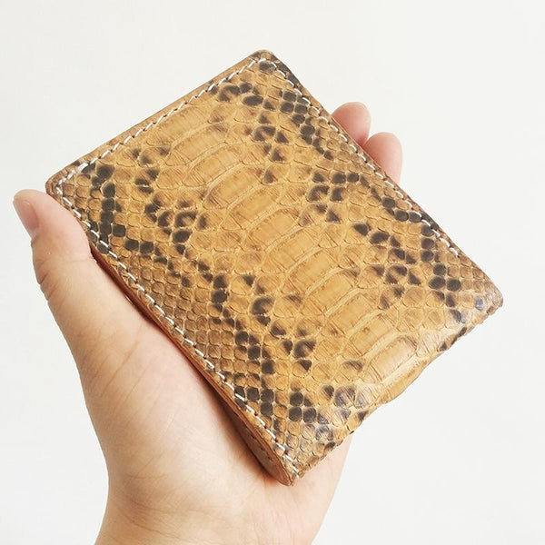 Handmade Cool Mens Black Snake Skin Small Wallet Yellow Slim billfold Wallets Fo CZPY01651025