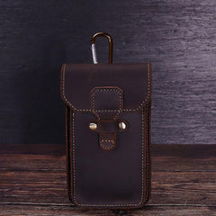 Black Leather Cell Phone Holster Mens Belt Pouches Waist Bags BELT BAGs Belt Holster  For Men