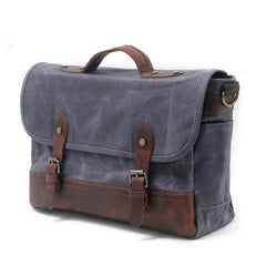 Mens Waxed Canvas Leather Messenger Bag Camera Side Bag Courier Bag for Men