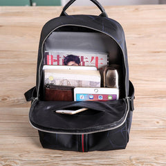 Cool Black Nylon Backpack Men's 14 inches Waterproof Backpack School Backpack For Men