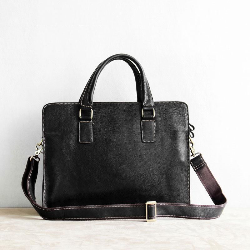 Vintage Black Leather Mens Briefcases Work Bag Laptop Bag Business Bag for Men