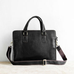 Vintage Black Leather Mens Briefcases Work Bag Laptop Bag Business Bag for Men