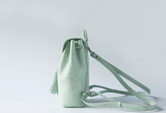 Handmade leather purse backpack green bag shoulder bag satchel bag purse women - EverHandmade
