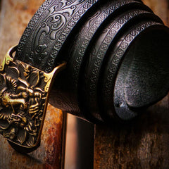 Handmade Black Leather Mens Belt Cool Leather Men Belts for Men