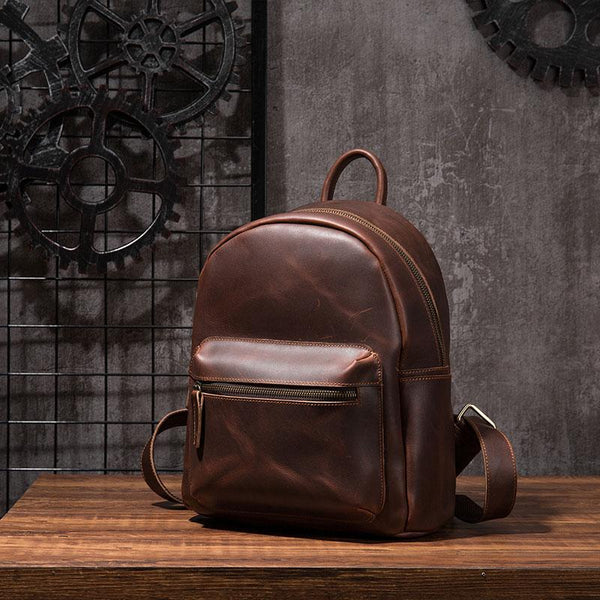 Vintage Mens Coffee Leather Backpack Travel Backpack Leather School Backpacks fo REAL02891018