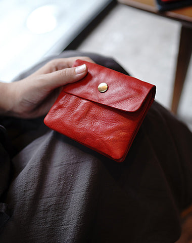 Vintage Womens Tan Leather Billfold Wallet Small Wallet with Coin Pocket Mini En WW00571120