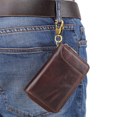 Cool Brown Leather Men's Car Key Wallet billfold Small Key Wallet For Men