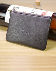 Cute Women Black Leather Mini Zip Coin Wallet Change Wallet Zipper Change Wallet For Women