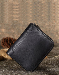 Purple Small Leather Bifold Wallet Around Zip Billfold Cute Women Zipper Wallet For Ladies