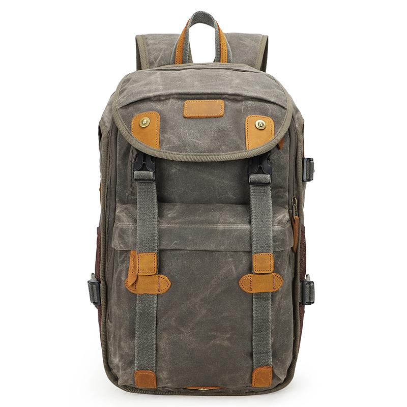 Brown CANVAS WATERPROOF MENS 15'' CANON CAMERA BACKPACK LARGE NIKON CAMERA BAG DSLR CAMERA BAG FOR MEN