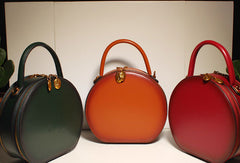 Women Leather round circle handbag shoulder bag for women leather crossbody bag