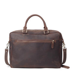 Vintage Brown Leather Men's 15'' Computer Briefcase Handbag Professional Briefcase For Men