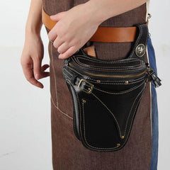 Leather Belt Pouch Mens Small Cases Waist Bag Hip Pack Belt Bags for Men