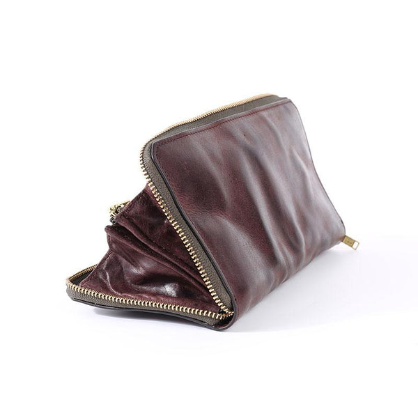 Cool Leather Mens Coffee Long Wallet Zipper Clutch Bag Phone Wallet Long Wallet YBL02282040