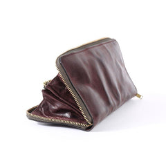 Cool Leather Mens Coffee Long Wallet Zipper Clutch Bag Phone Wallet Long Wallet For Men