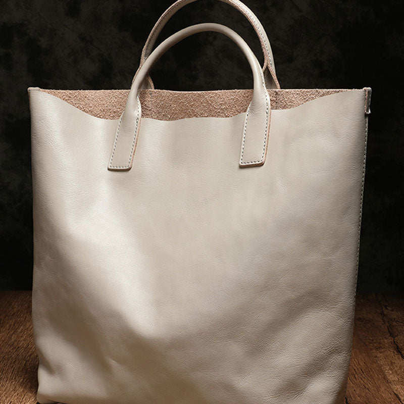 Genuine Fashion Leather Brown Gray Tote Bag Shopper Bag Tote Purse For Women