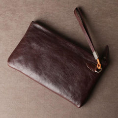 Cool Leather Mens Clutch Wallet Zipper Clutch Wallet Wristlet Wallet for Men