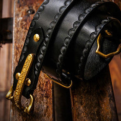 Handmade Black Leather Mens Belts Cool Leather Men Belt for Men