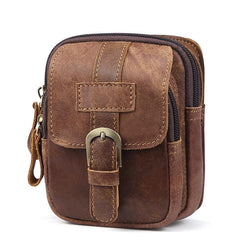 Vintage Brown Leather Men's Cell Phone Holster Waist Belt Pouch Belt Bag For Men