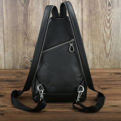 Badass Black Leather Backpack Men's Sling Bag Chest Bag One shoulder Backpack Sling Bag For Men